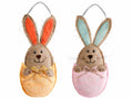Conigli porta dolci con scritta Happy Easter in juta e panno da appendere, set da 6 pezzi, cm 20 x 44 H (con gancio 51)