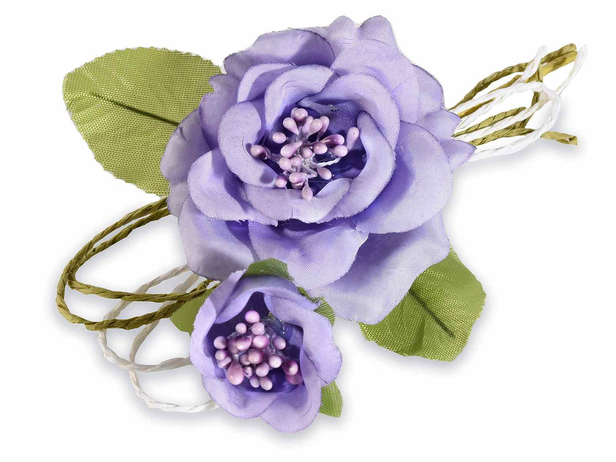 Anemoni color lavanda artificiali in stoffa con bocciolo e nastrino in corda, set da 16 pezzi, cm 9 H (con gambo17)