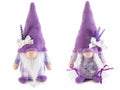 Coppia di gnometti in panno e velluto con rametti di lavanda e fiocco bianco, set da 6 pezzi, cm 8x6x19 H (capp.esteso)