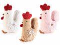 Gallinelle in morbido eco-fur colorato con fiocco, nastrino decorativo e bottone, set da 6 pezzi, cm 12 x 6 x 17,5 H
