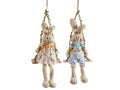 Coniglietti pasquali su altalena in stoffa da appendere, ideali per vetrine, set da 2 pezzi, cm18x9x36H (orecc.estese)