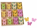 Farfalle in panno colorato con biadesivo in espositore da 108 pezzi, Grande: cm 5,5 x 4,5 H