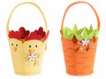 Borsette / cestini / secchielli pasquali pulcino e carota in panno colorato, set da 4 pezzi, Ø13cmx15,5H (con manico24)