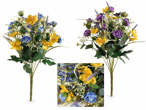 Mazzi a bouquet di narcisi, lavanda e peonie artificiali, set da 4 pezzi, cm 21 H (con gambo 44)