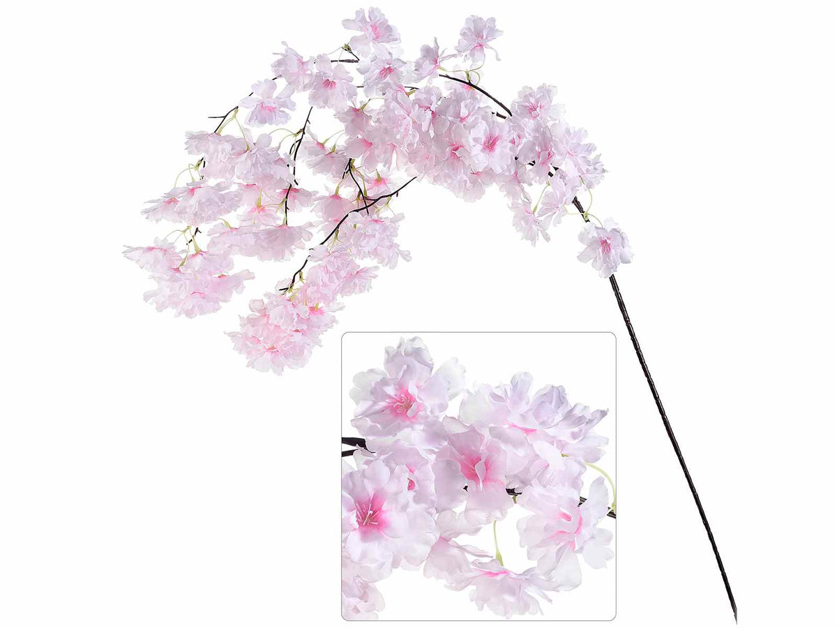 Rami a cascata primaverili di fiori di ciliegio artificiali in stoffa, set da 6 pezzi, cm 84 H (con gambo148)