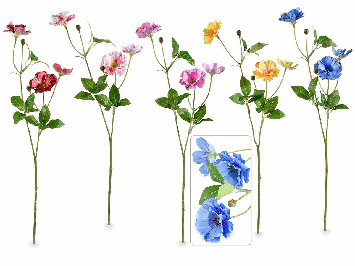 Rami di fiori di ranuncolo colorato artificiale, set da 10 pezzi, cm 25 H (con gambo 46)