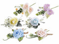 Mazzolini pick di fiori artificiali in stoffa colorati con bacche e fiocco, set da 36 pezzi, cm 9 H (con gambo 16)