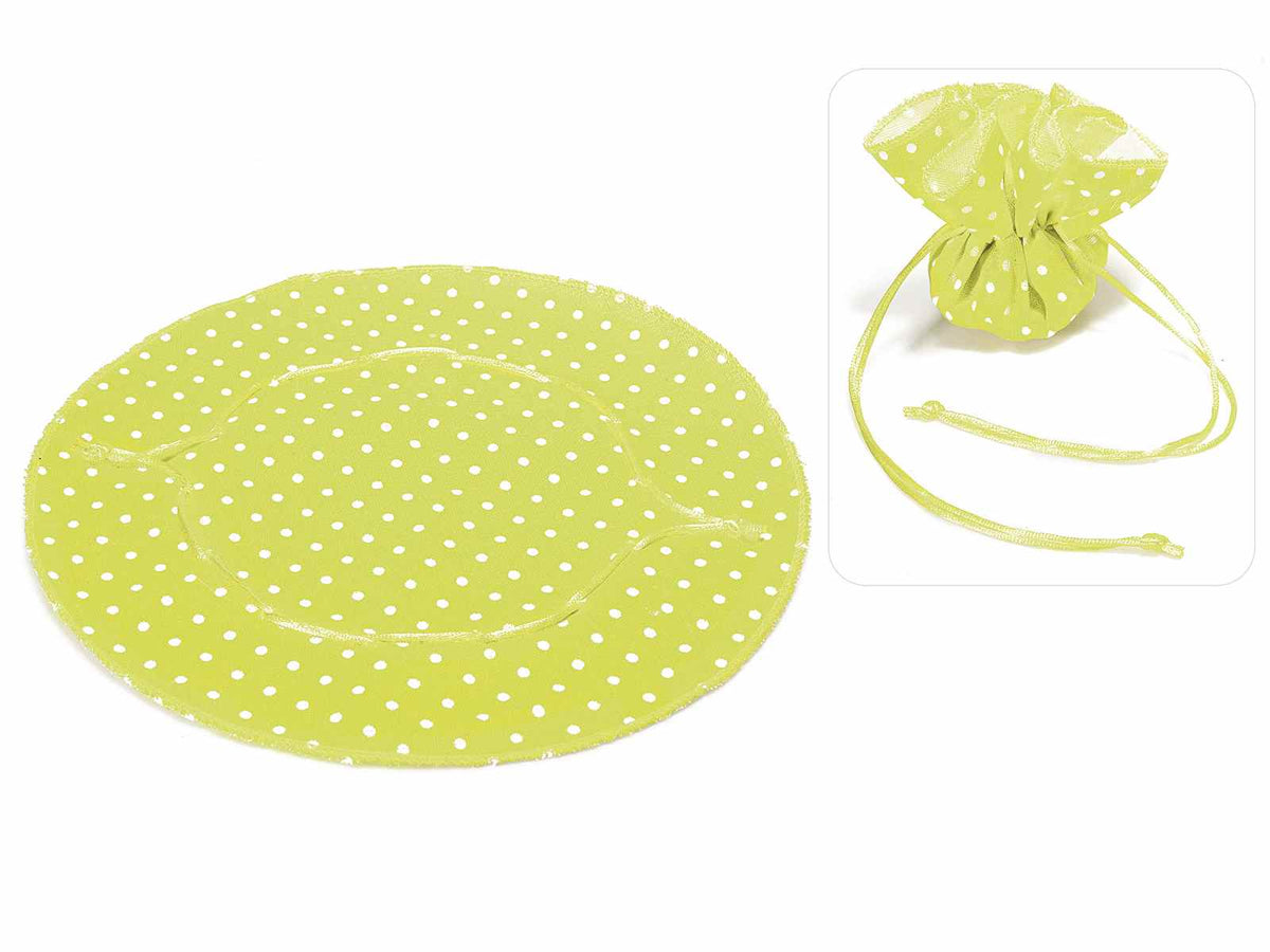 Tulle tondo a sacchetto per bomboniera a base tonda in cotone verde acido, set da 20 pezzi, Ø 25,5 cm - Interno:Ø16
