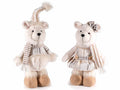 Set di 2 orsetti di peluche con abito, sciarpa e cappello, cm 19x11x 46 H(capp.esteso)