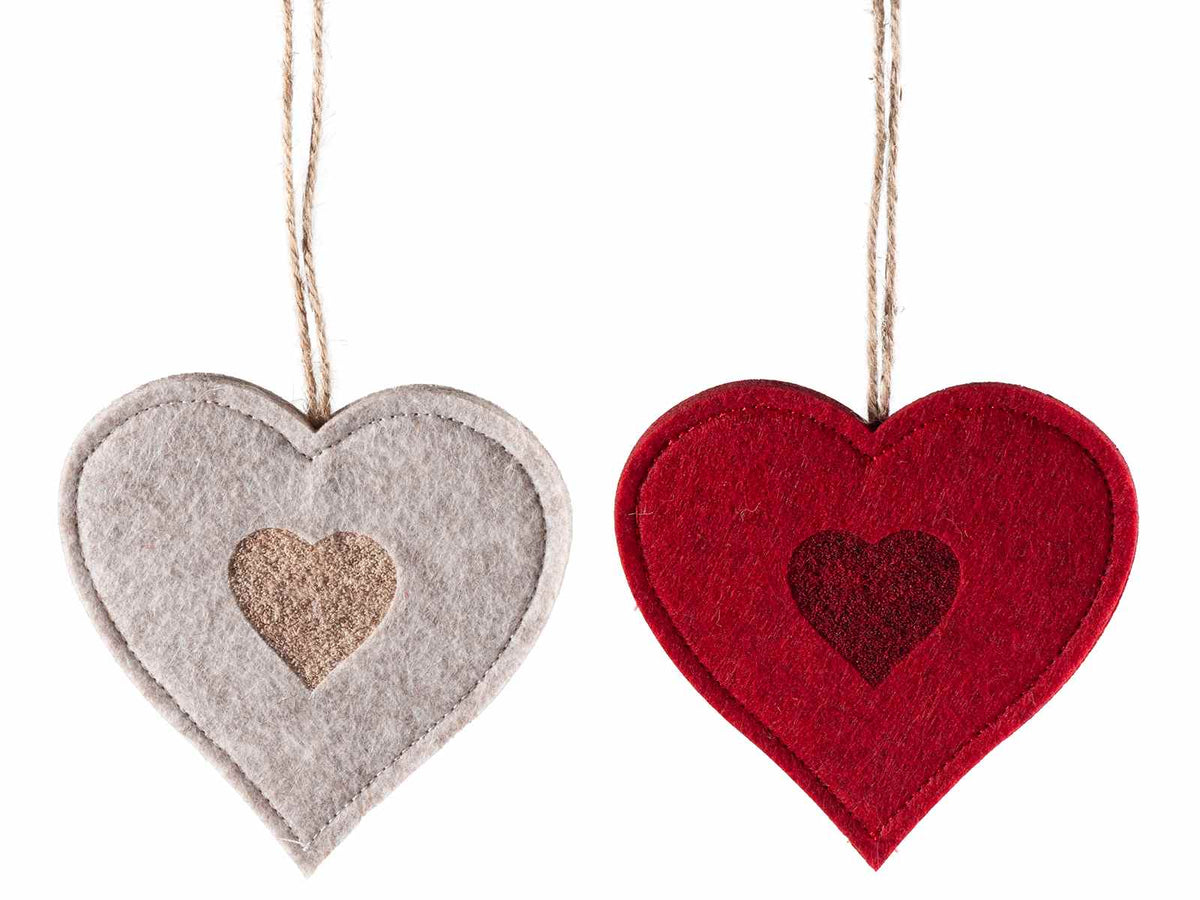 Cuori decorativi in panno da appendere, adatti a San Valentino, set da 32 pezzi, cm 10,5 x 11 H