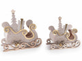 Slitte di Natale in panno con base legno e campanella, set da 3 pezzi, Grande: cm 20 x 9 x 21 H