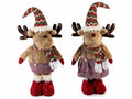 Renne natalizie in eco-pelliccia con sciarpa maglia e gambe allungabili, set da 2 pezzi, -