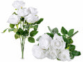 Mazzi di rose bianche artificiali ad effetto innevato, set da 4 pezzi, cm 38 H (con gambo 46)