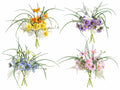 Mazzo / bouquet artificiali con margherite colorate e fresia artificiali, set da 8 pezzi, cm 35 H (con gambo 45)