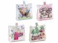 Fermaporta a sacchetto in stoffa imbottita con stampa fiori, set da 4 pezzi, cm 16 x 9 x 15,5 H