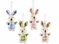 Coniglietti pasquali in peluche da appendere, set da 12 pezzi, cm5,5x3x10H (orecc.estese)