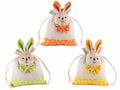 Sacchetti portadolci di Pasqua con coniglietto in peluche con papillon, set da 12 pezzi, cm 13x16 H (al tirante 12)