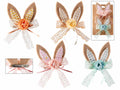Clip decorative di Pasqua in metallo con orecchie da coniglio in stoffa in set, set da 8 pezzi, cm 9 x 13 H