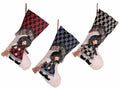 Calze Epifania in stoffa con decoro Befana in resina con scopetta da appendere, set da 9 pezzi, cm 18 x 30 H
