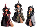 Portadolci Halloween / Epifania a strega / Befana in resina con contenitore, set da 6 pezzi, cm 8x7,5x23 H (capp.esteso)