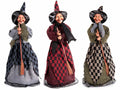 Contenitori portadolci a strega / befana in resina ideale per Halloween /, set da 3 pezzi, cm 12x11x46 H (capp.esteso)