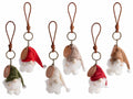 Portachiavi di Natale a gnometto in morbida stoffa con cappello colorato e cordino con tag in eco-pelle, set da 24 pezzi, cm 10 H (c/gancio 14)