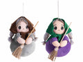 Befane Epifania peluche realizzate in morbida stoffa con scopa decorativa, set da 6 pezzi, cm 12 x 10 x 18 H