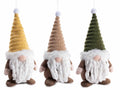 Babbo Natale / gnometto decorativo in panno con cappello colorato e tag Buon, set da 15 pezzi, cm9,5x8,5x20H (capp.esteso)