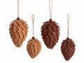 Pigne decorative in panno con cordino per appendere e addobbare, set da 6 pezzi, Grande: Ø 6 cm x 10,5 H