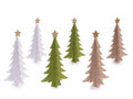 Set di 3 alberi di Natale decorativi in panno con stella dorata glitterata, Grande: cm 15,5x15,5x30 H
