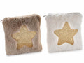 Pochette piccoli astucci in morbido ecofur con cerniera e decoro a stella, set da 8 pezzi, cm 12 x 14 H