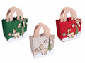 Borsette di Natale in panno con decorazioni in rilievo a fiocco di neve e renna, set da 6 pezzi, cm 12,5 x 6,5 x 12 H