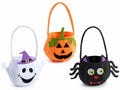 Cestini dolcetto o scherzetto Halloween a fantasma, zucca e ragno, realizzate, set da 3 pezzi, Ø 12 cm x 11 H