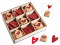 Decorazioni in panno a forma di cuore e letterina in carta con biadesivo, set da 2 pezzi, cm 3 x 4 H