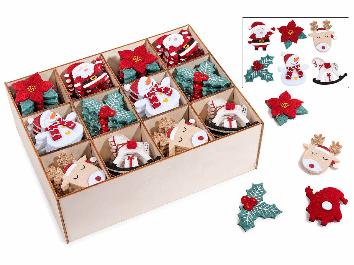 Accessori confezione di Natale in panno con biadesivo a forma di stella, Renna: cm 4,5 x 5,5 H