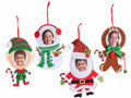 Set di 16 addobbo di Natale in panno con tasca portafoto sagomato a personaggio natalizio, con dettagli glitter e decori. Con cordino per appendere, cm 16,5 x 22 H