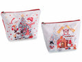 Pochette di Natale in morbida stoffa con chiusura a zip e stampa, set da 10 pezzi, cm 21 x 5,5 x 15 H