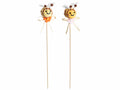 Api in feltro con fiore e fiocco in rafia su stick in legno, set da 20 pezzi, cm 3,5 x 4 H (con stick 27 H)