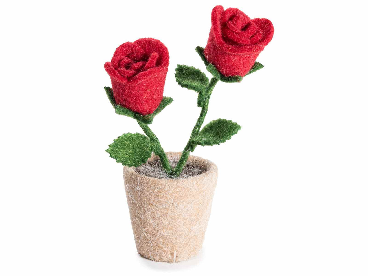 Rose rosse per San Valentino e Festa della Mamma, in feltro con gambo, set da 8 pezzi, Ø 6 cm x 18,5 H