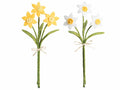 Mazzolini colorati di 3 narcisi in feltro con fiocco in rafia, set da 12 pezzi, Ø 6,5 cm x 33 H