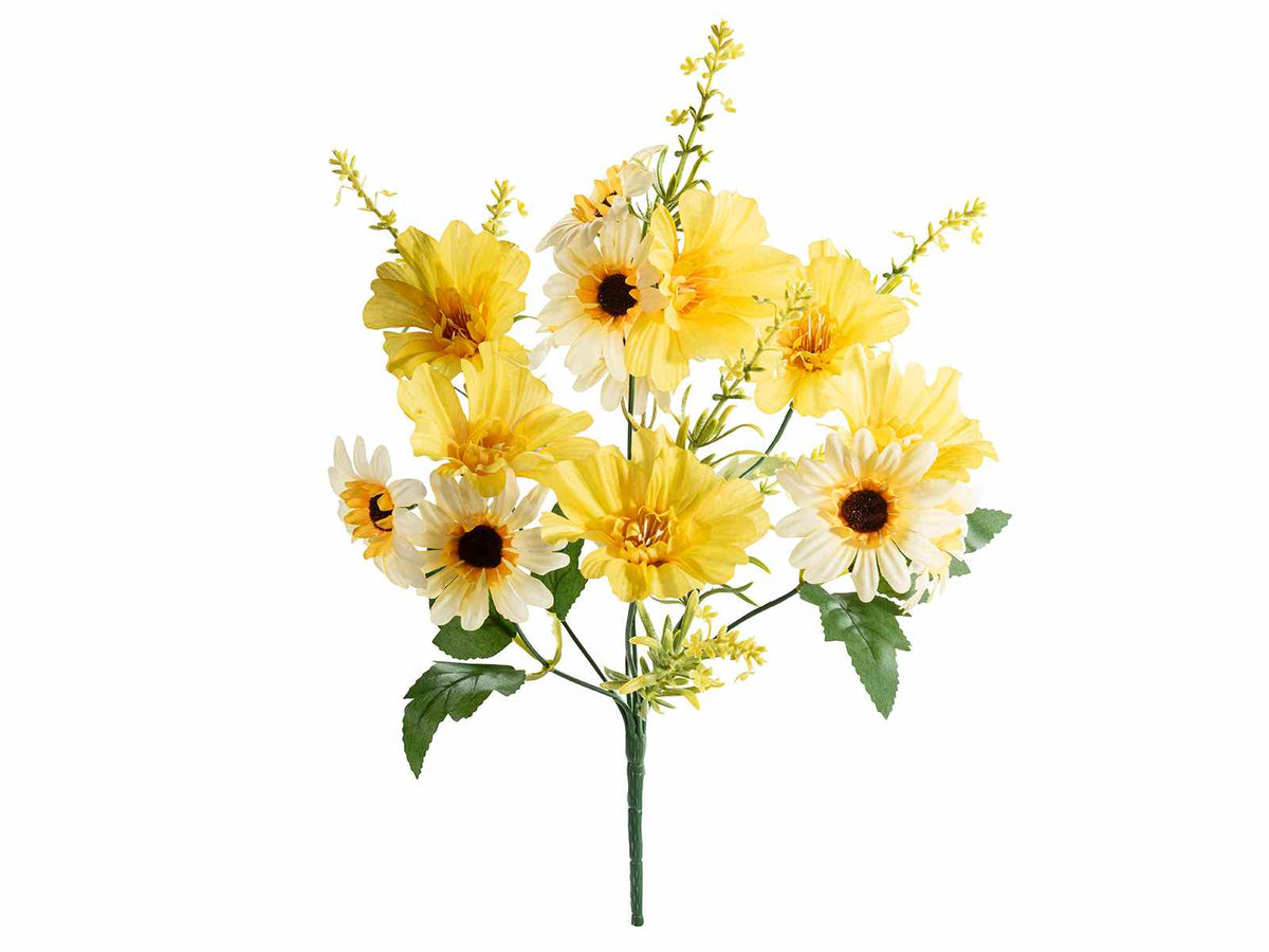 Mazzi a bouquet di margherite e fiori di campo artificiali, set da 8 pezzi, cm 30 H (c / gambo 41,5)