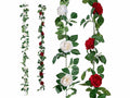 Rami a ghirlanda di peonie artificiali bianche e rosse in stoffa da appendere, set da 4 pezzi, m 2