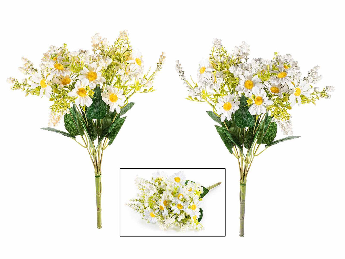 Mazzi a bouquet di margherite artificiali, set da 6 pezzi, cm 26 H (con gambo 39)