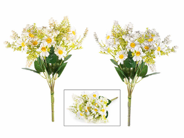 Mazzi a bouquet di margherite artificiali, set da 6 pezzi, cm 26 H (con gambo 39)