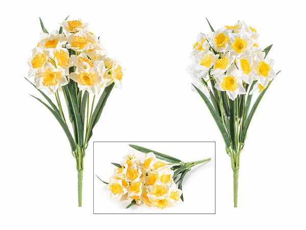 Mazzi a bouquet di narcisi artificiali, set da 4 pezzi, cm 37 H (con gambo 47)