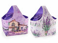 Borsette a cestino in canvas con sacchetto incorporato e manico, design lavanda, set da 6 pezzi, cm 19x14x15 H (con manico 30