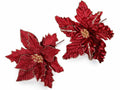 Stelle di Natale pick in stoffa con bordo e pistillo dorato, set da 12 pezzi, Ø 25 cm x 25 H