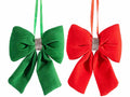 Fiocchi decorativi di Natale in velluto colorato con strass da appendere, set da 24 pezzi, cm 8 x 10 H