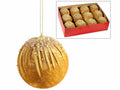 Palline di Natale in velluto dorato da appendere con decori glitterati, set da 12 pezzi, Ø 10 cm