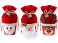 Contenitori / cestino a sacchetto di Natale in panno e velluto con personaggi, set da 6 pezzi, Ø12cmx25H (al tirante17)